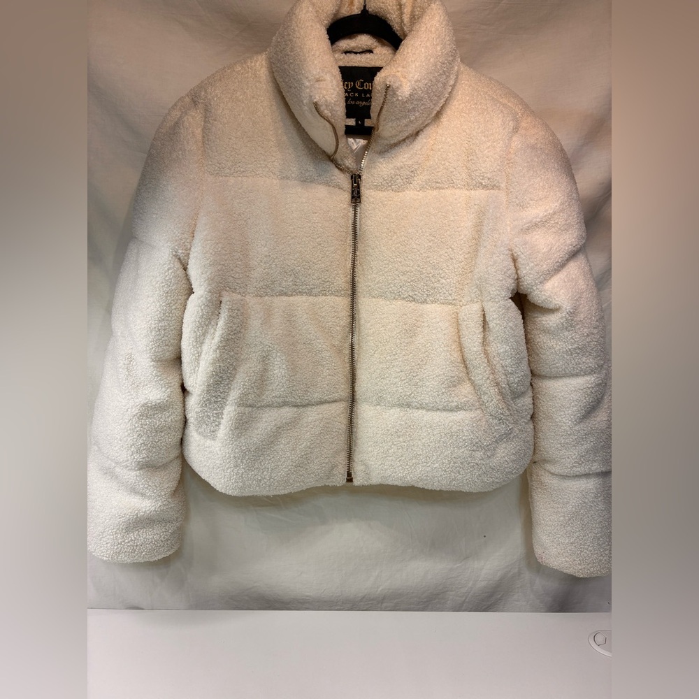 Juicy Couture Cream Puffer Jacket size large black label